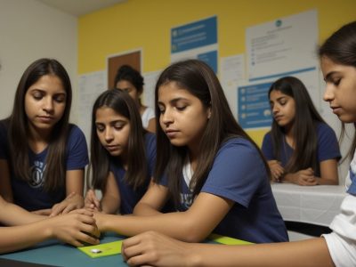 Estudantes envolvidos em experiências práticas de ciências, explorando conceitos de aprendizado interativo.