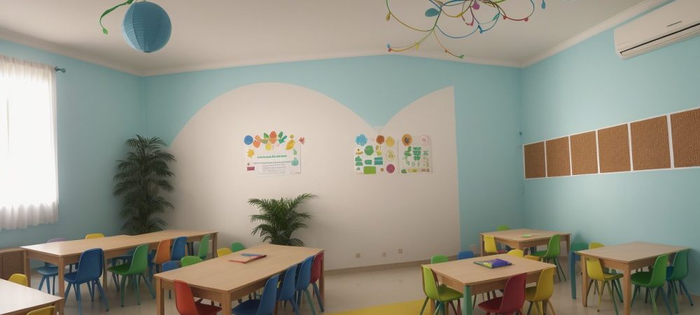 Crianças envolvidas em atividades lúdicas e jogos educativos na sala de aula, promovendo o aprendizado e a diversão.