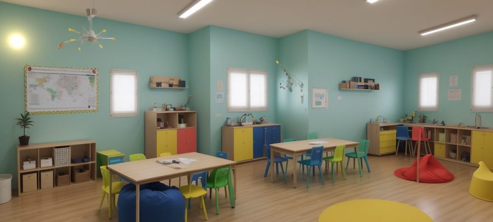 Alunos realizando atividades práticas de ciências em uma sala de aula, com experimentos e materiais didáticos.