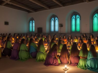 Sala de aula com dinâmicas de ensino religioso promovendo o respeito à diversidade.