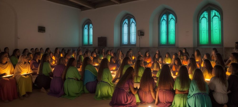 Sala de aula com dinâmicas de ensino religioso promovendo o respeito à diversidade.