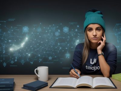 Imagem mostrando um ambiente de escritório com documentos, um computador e pessoas trabalhando em auditoria em licitações e contratos públicos, simbolizando transparência e controle.