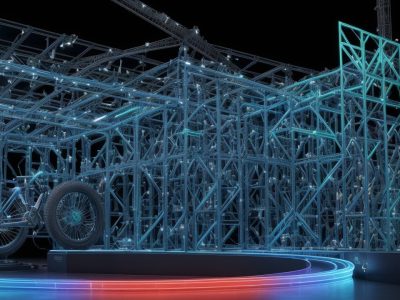 Diagrama de automação industrial mostrando a integração de sistemas, sensores e dados para otimizar processos e aumentar a eficiência.