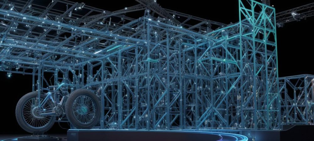 Diagrama de automação industrial mostrando a integração de sistemas, sensores e dados para otimizar processos e aumentar a eficiência.