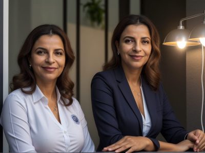 Servidora pública aplicando automaquiagem para realçar sua imagem profissional e confiança no trabalho.