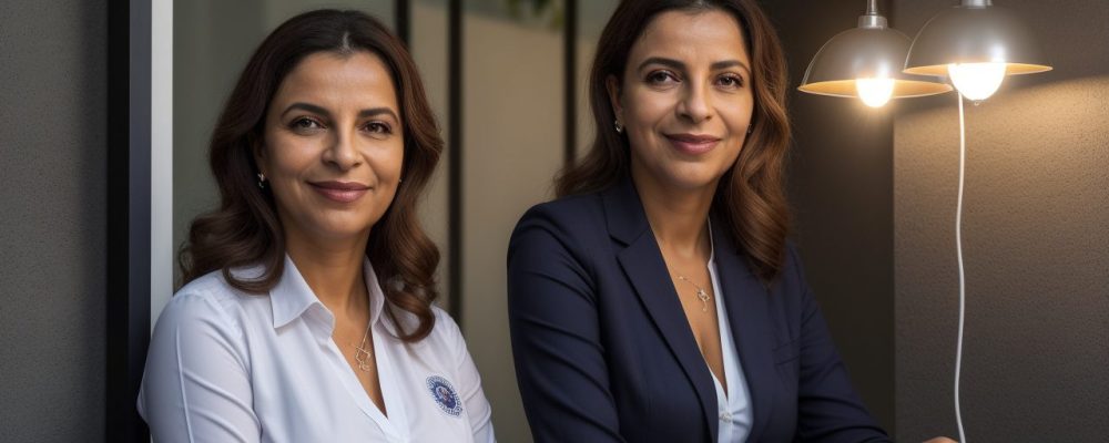 Servidora pública aplicando automaquiagem para realçar sua imagem profissional e confiança no trabalho.