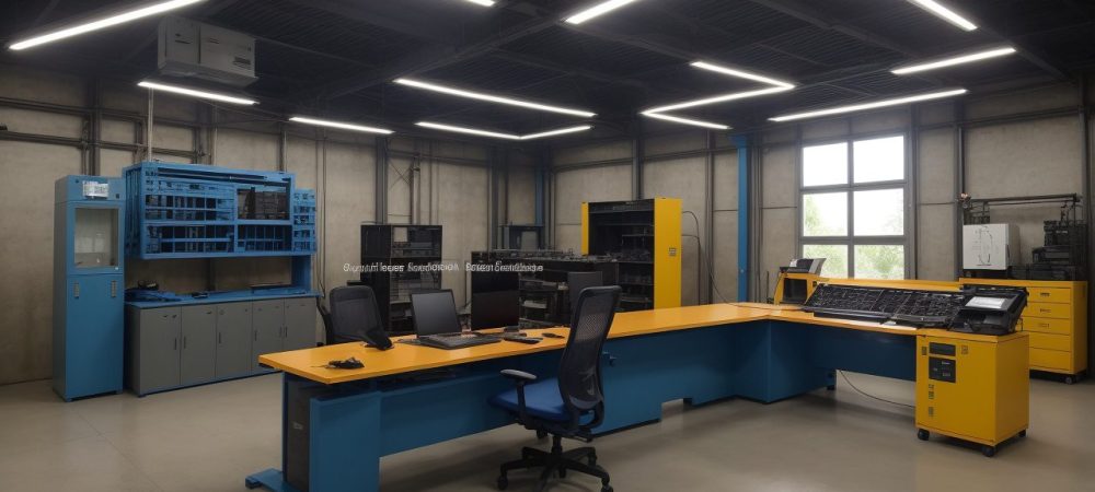 Um profissional no ambiente de trabalho de auxiliar de produção, demonstrando eficiência e otimização de processos.