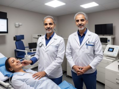 Profissional de radiologia realizando exame em ambiente hospitalar, representando oportunidades de carreira e formação.