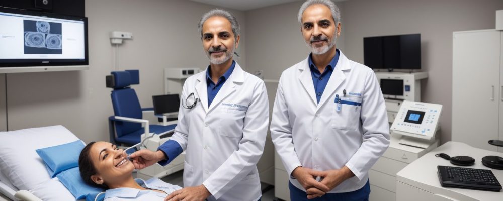 Profissional de radiologia realizando exame em ambiente hospitalar, representando oportunidades de carreira e formação.