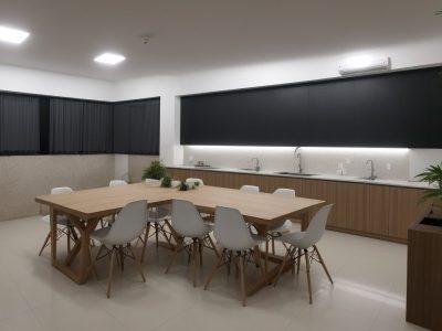 Imagem mostrando um profissional feliz trabalhando como auxiliar de serviços gerais, com ferramentas e ambientes de trabalho limpos e organizados, simbolizando sucesso na carreira