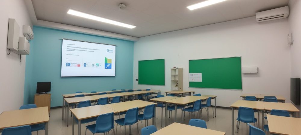 Imagem ilustrativa mostrando avaliação formativa e somativa, com alunos e professores interagindo em sala de aula, focando na avaliação da aprendizagem.
