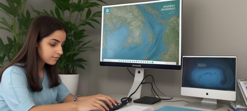 Estudante concentrado fazendo prova do Enade com materiais escolares ao redor e elementos simbólicos de educação