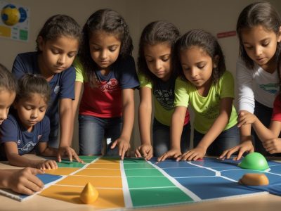 Crianças participando ativamente de atividades de avaliação física escolar, promovendo saúde e bem-estar