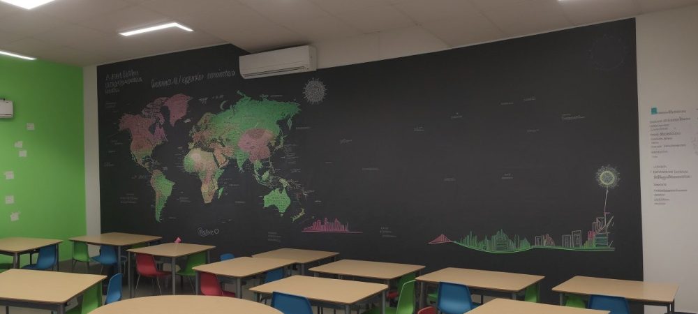 Imagem de professores e alunos interagindo em sala de aula, com foco na implementação da BNCC e seus benefícios.