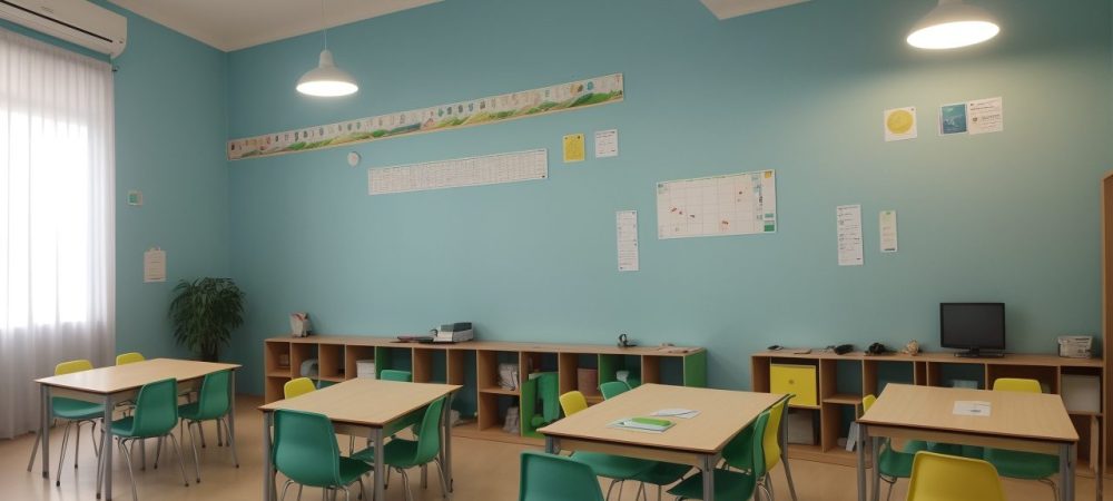 Professores e alunos engajados em sala de aula, com foco na implementação da BNCC e seus objetivos.