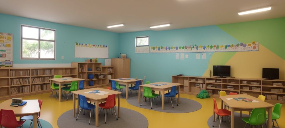 Crianças e adolescentes engajados em atividades educativas, representando a aplicação da BNCC na educação infantil e ensino médio, com foco na inovação.