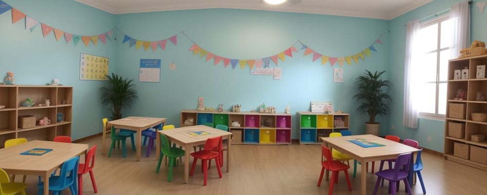 Crianças envolvidas em atividades lúdicas e educativas, utilizando recursos para aplicar a BNCC na educação infantil.