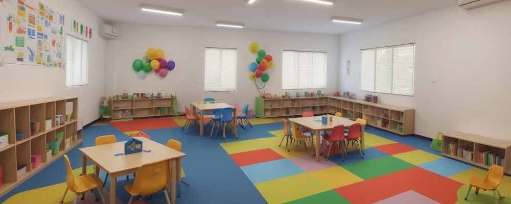 Crianças engajadas em atividades dinâmicas, utilizando múltiplas linguagens na sala de aula, como parte da aplicação da BNCC na educação infantil. Otimização do aprendizado com o curso online de BNCC.