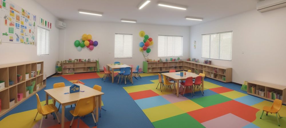 Crianças engajadas em atividades dinâmicas, utilizando múltiplas linguagens na sala de aula, como parte da aplicação da BNCC na educação infantil. Otimização do aprendizado com o curso online de BNCC.