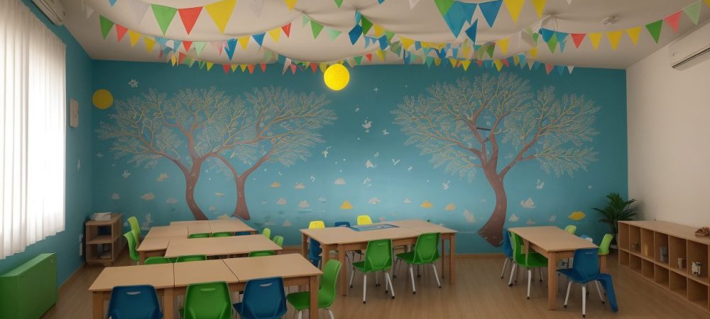 Crianças e professores interagindo em sala de aula, explorando a BNCC no ensino fundamental, com foco em atividades dinâmicas e recursos educacionais.