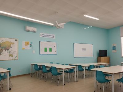 Crianças em sala de aula com mapas mentais e tecnologias, mostrando a aplicação da BNCC no ensino médio.