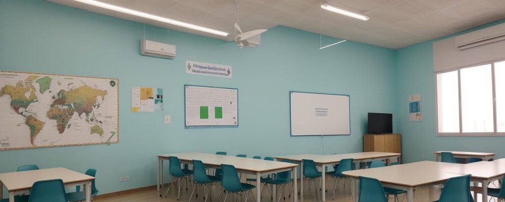 Crianças em sala de aula com mapas mentais e tecnologias, mostrando a aplicação da BNCC no ensino médio.