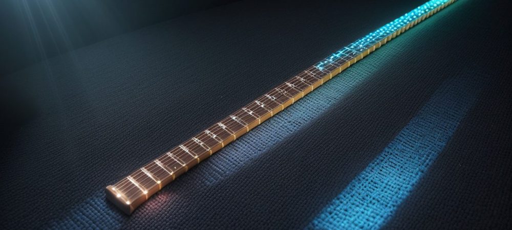 Imagem de um contrabaixo elétrico em destaque, simbolizando a importância do instrumento na música contemporânea e em aulas de baixo.