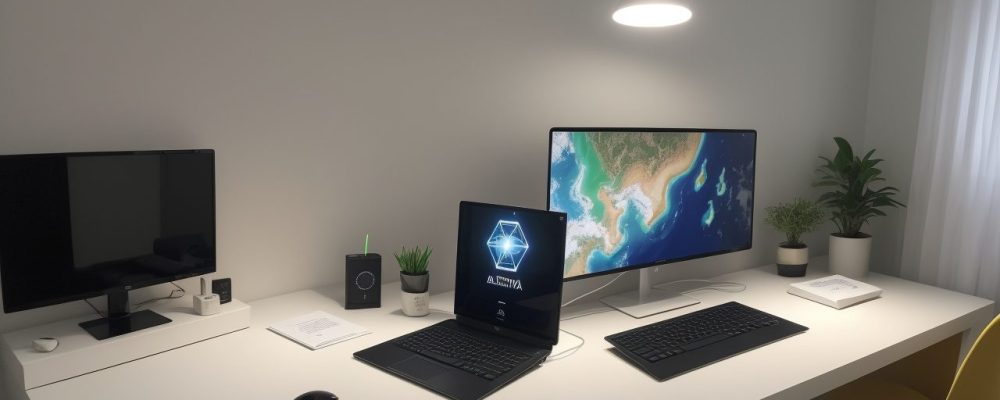 Representação visual de um balanço patrimonial sendo analisado em um ambiente de gestão pública, com gráficos e documentos.