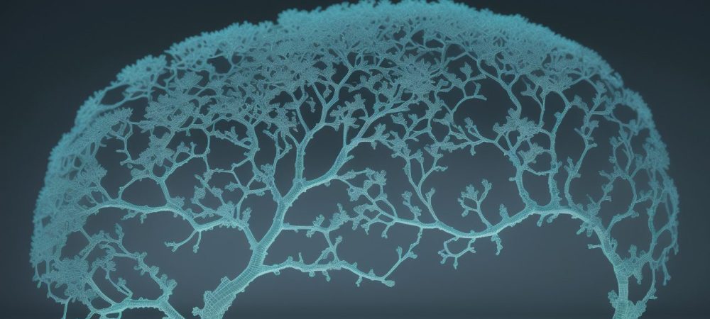 Ilustração detalhada do cérebro mostrando sinapses e conexões para neuroaprendizagem e memória