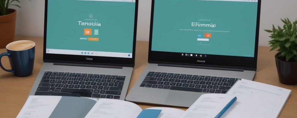 Ambiente de trabalho mostrando documentação e tecnologias para gestão tributária eficaz