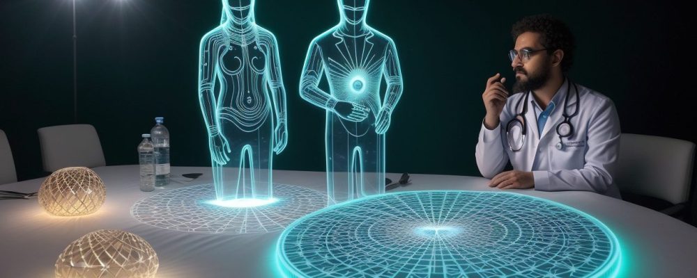 Profissionais de saúde discutindo princípios da bioética e direito da saúde, com foco em direitos do paciente.