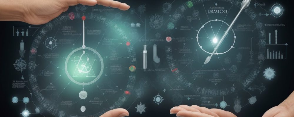 Ilustração de profissionais da saúde discutindo princípios da bioética e direito da saúde, com foco em consentimento informado e ética médica.