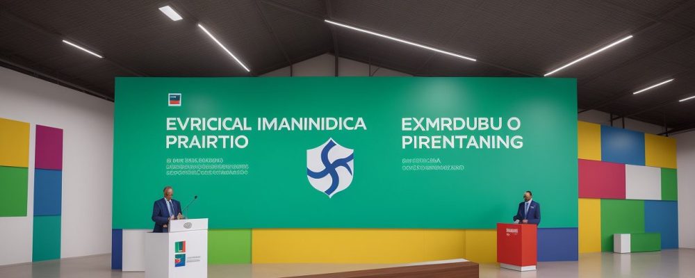 Representação visual do branding no serviço público, com elementos de identidade visual e comunicação transparente.