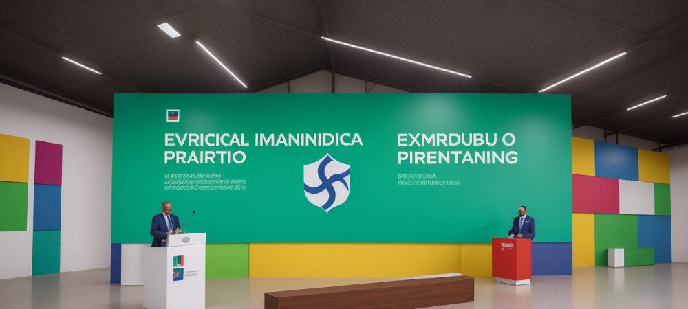 Representação visual do branding no serviço público, com elementos de identidade visual e comunicação transparente.