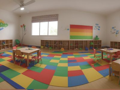 Crianças interagindo e aprendendo através de brincadeiras educativas em sala de aula, estimulando o desenvolvimento infantil.