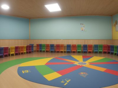 Crianças brincando com jogos educativos em sala de aula, promovendo o aprendizado e desenvolvimento infantil.