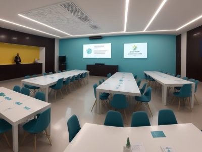 Profissional de RH estratégico interagindo com equipe em ambiente de trabalho, focado em business partner em RH e eficiência no serviço público.