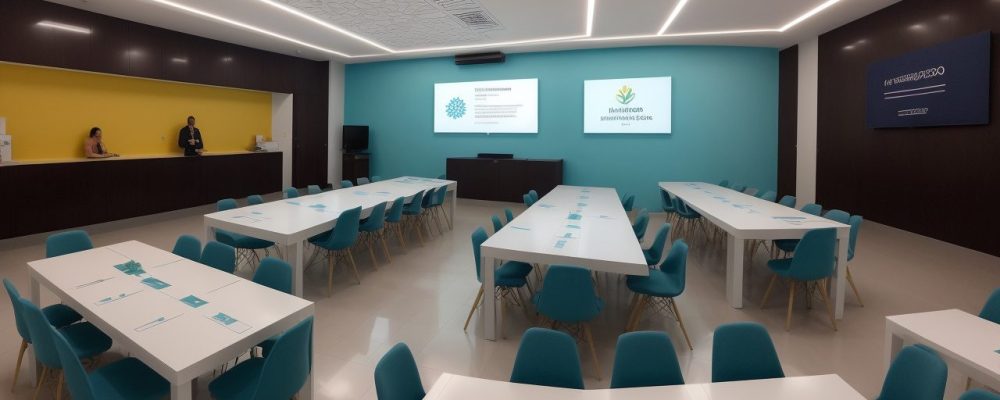 Profissional de RH estratégico interagindo com equipe em ambiente de trabalho, focado em business partner em RH e eficiência no serviço público.