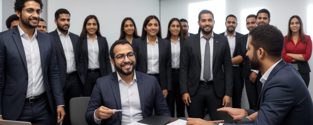 Profissional de RH em ambiente de trabalho moderno, liderando com estratégias de business partner para o setor público.