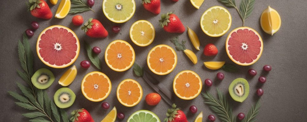 Ilustração de um cardápio funcional com alimentos coloridos e saudáveis, representando os benefícios da nutrição funcional e receitas para uma vida mais saudável.