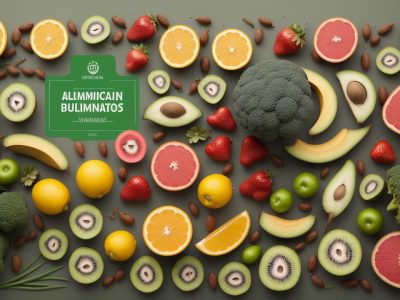 Ilustração de um cardápio funcional com diversos alimentos saudáveis, receitas e informações sobre os benefícios dos alimentos funcionais para a saúde e bem-estar.