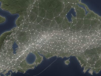 Imagem de um mapa digital interativo sendo usado em um projeto de planejamento urbano, mostrando a importância da cartografia e geoprocessamento.