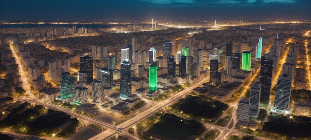 Visão geral de um mapa digital interativo sendo usado em um projeto de planejamento urbano, com destaque para a importância da cartografia e sistemas de informação geográfica (SIG)