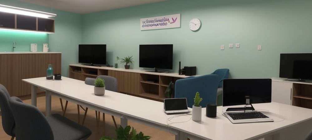 Imagem ilustrando a cidadania digital, com servidores públicos interagindo com ferramentas digitais para oferecer serviços e melhorar a transparência.