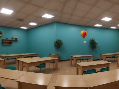 Professor ensinando ciências da natureza em sala de aula, utilizando experimentos e recursos visuais para engajar os alunos.