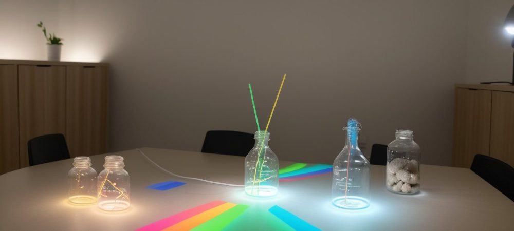 Alunos envolvidos em um experimento prático de ciências da natureza em sala de aula, demonstrando aprendizado ativo e engajamento.