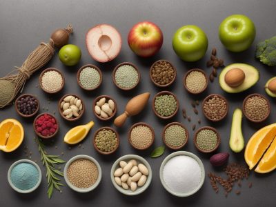 Infográficos e tabelas mostrando a classificação de alimentos e sua aplicação na nutrição.