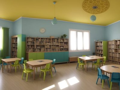 Ambiente educativo com alunos colaborando e utilizando estratégias para dificuldades de aprendizagem.