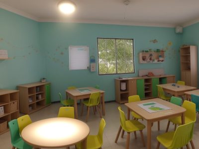 Crianças em sala de aula utilizando atividades interativas para dificuldades de aprendizagem