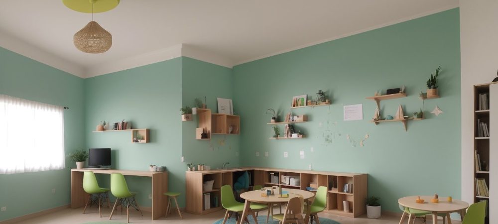 Ambiente de aprendizado inclusivo com alunos utilizando ferramentas educativas para enfrentar dificuldades de aprendizagem